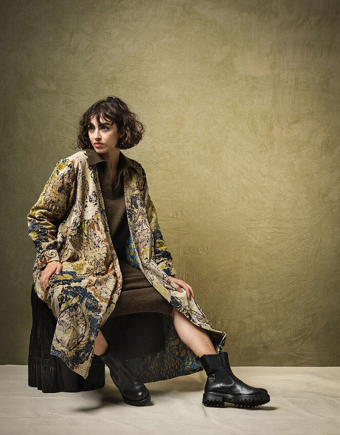One Hundred Stars Dhurrie Velvet Duster Coat, , large