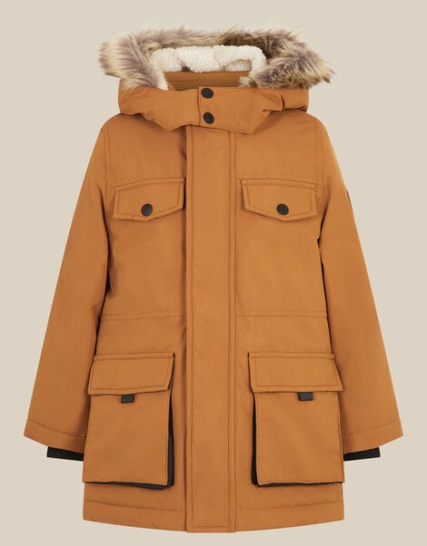 Water-Resistant Parka Coat, Tan (TAN), large