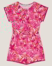 Birds Of Paradise Short Sleeve Romper, Pink (PINK), large