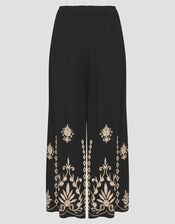 Saffron Embroidered Wide Leg Trousers, Black (BLACK), large