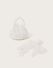 Flower Pouch Bag and Bow Hair Clip Set, , large