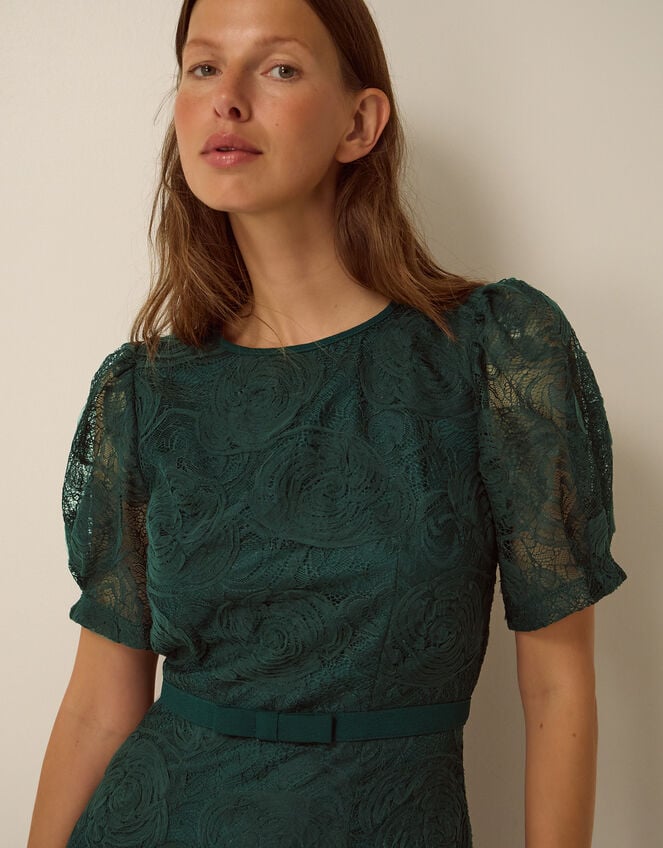 Megan Rose Lace Midi Dress, Green (DARK GREEN), large