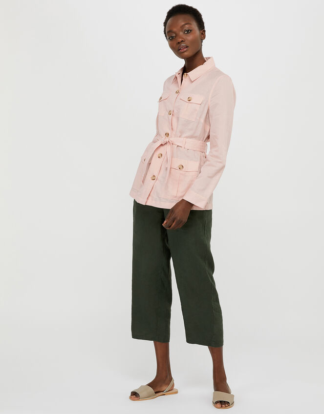Sasha Lightweight Jacket in Linen and Organic Cotton, Pink (PINK), large