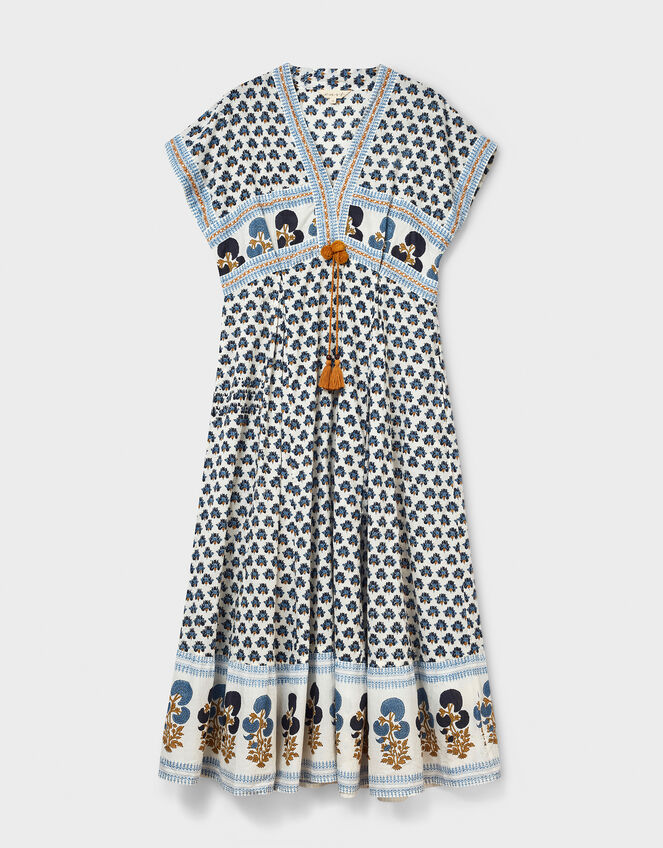 East Lainey Print Short Sleeve Midi Dress, Blue (BLUE), large