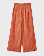 East Stephanie Crinkled Cotton Trousers, Orange (ORANGE), large