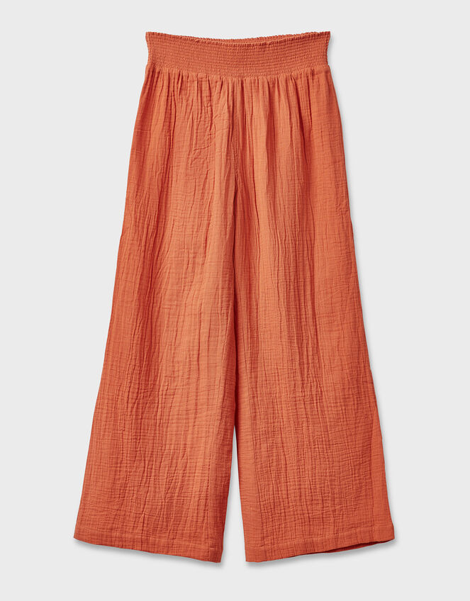 East Stephanie Crinkled Cotton Trousers, Orange (ORANGE), large