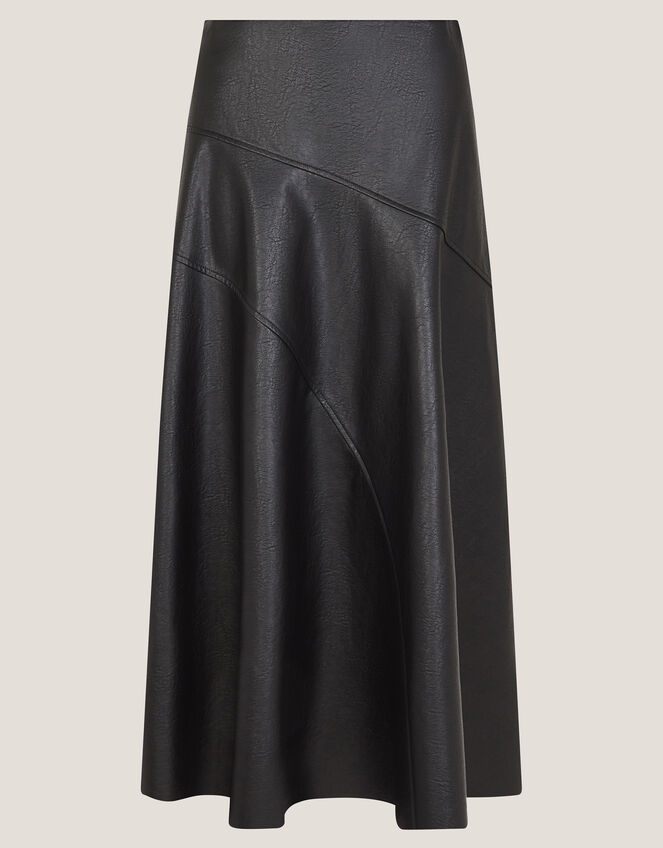 Marnie Faux Leather Midi Skirt, Black (BLACK), large