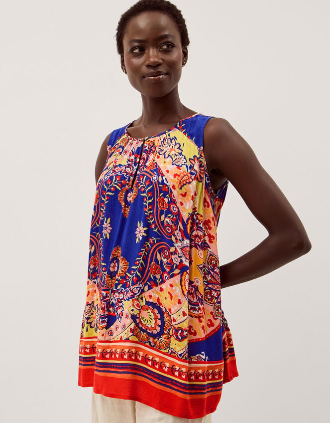 Padma Sleeveless Printed Top, Blue (COBALT), large