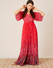 Jasmine Printed Maxi Dress, Red (RED), large