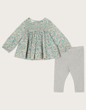 Newborn Woven Ditsy Top and Leggings Set , Blue (BLUE), large