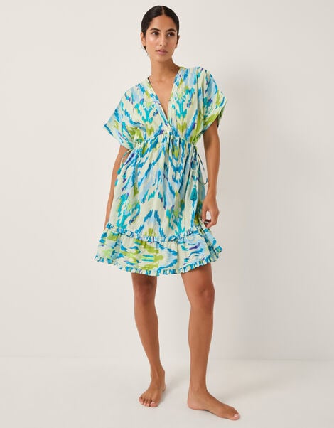 Coralie Print Mini Kaftan, Blue (BLUE), large