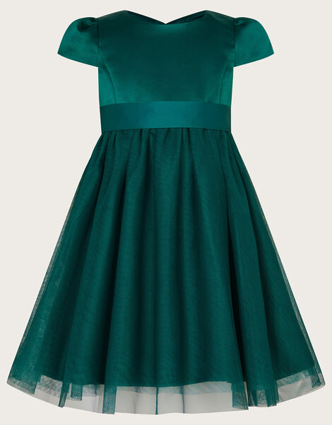Baby Tulle Bridesmaid Dress, Green (DARK GREEN), large