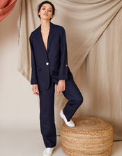 Smart Regular Length Trousers in Linen Blend, Blue (NAVY), large