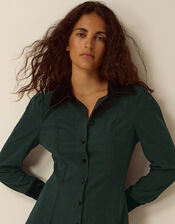 Saba Collar Corduroy Midi Dress, Green (DARK GREEN), large