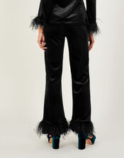 Raegan Velvet Feather Trousers, Black (BLACK), large