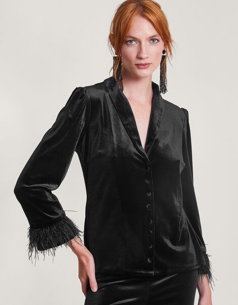 Raegan Tassel Shirt, Black (BLACK), large