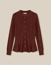 Kay Collar Cardigan, Brown (COGNAC), large