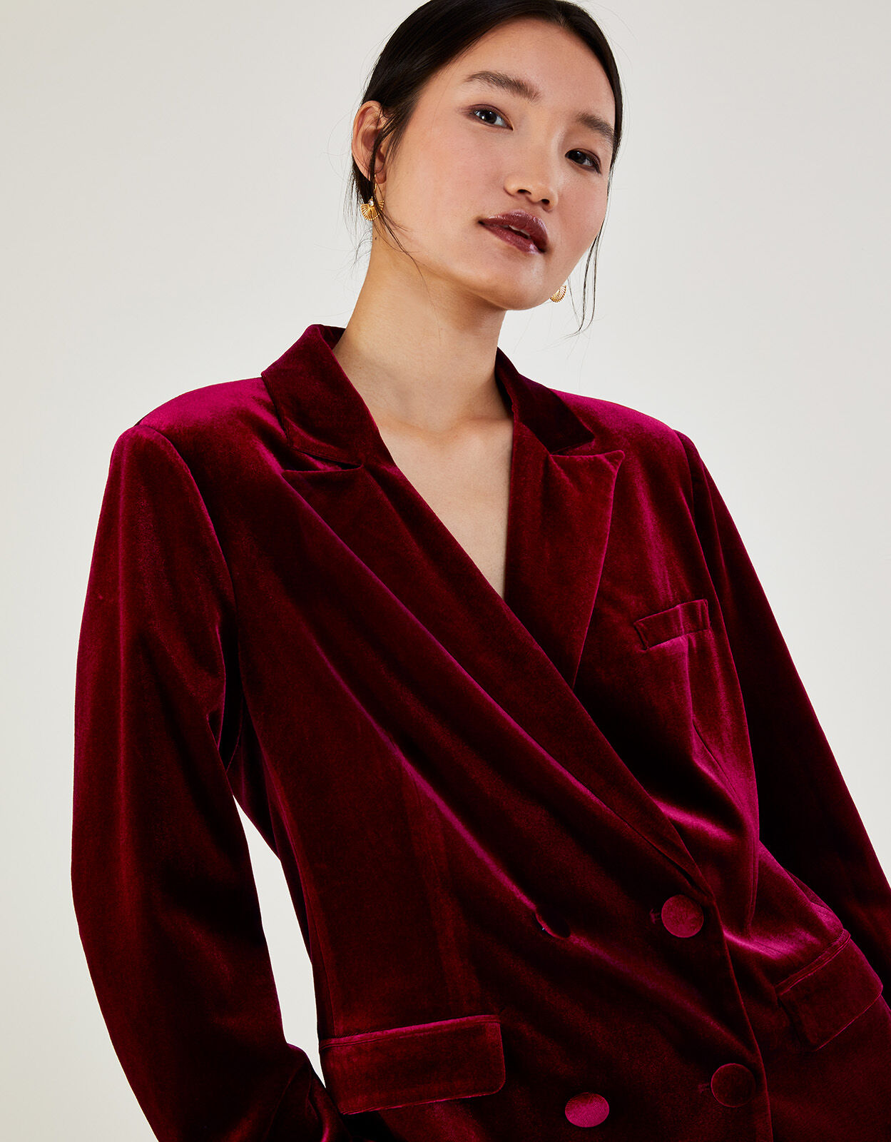 Monsoon red velvet jacket clearance