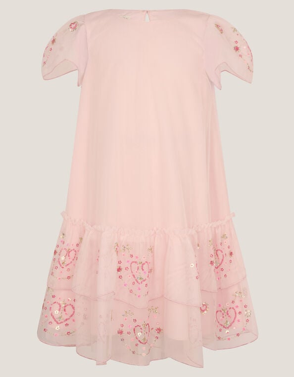 Heart Embellished Mesh Party Dress, Pink (PINK), large