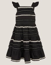 Frilly Ric Rac Sundress, Black (BLACK), large