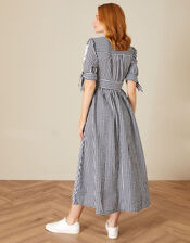 Gingham Check Embroidered Dolly Dress, Black (BLACK), large