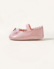 Patent Organza Bow Booties, Pink (PINK), large