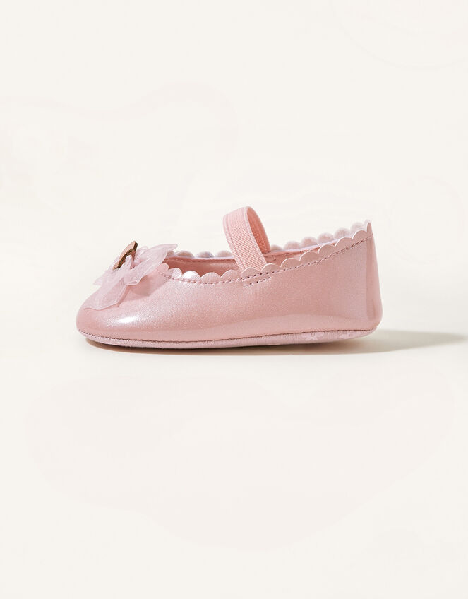 Patent Organza Bow Booties, Pink (PINK), large