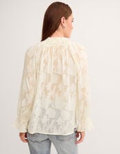 Lyra Sheer Devor&eacute; Blouse, Ivory (IVORY), large