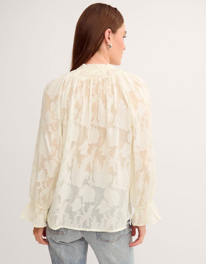 Lyra Sheer Devor&eacute; Blouse, Ivory (IVORY), large