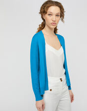 Esmie Lightweight Knit Cardigan in Linen Blend, Blue (BLUE), large