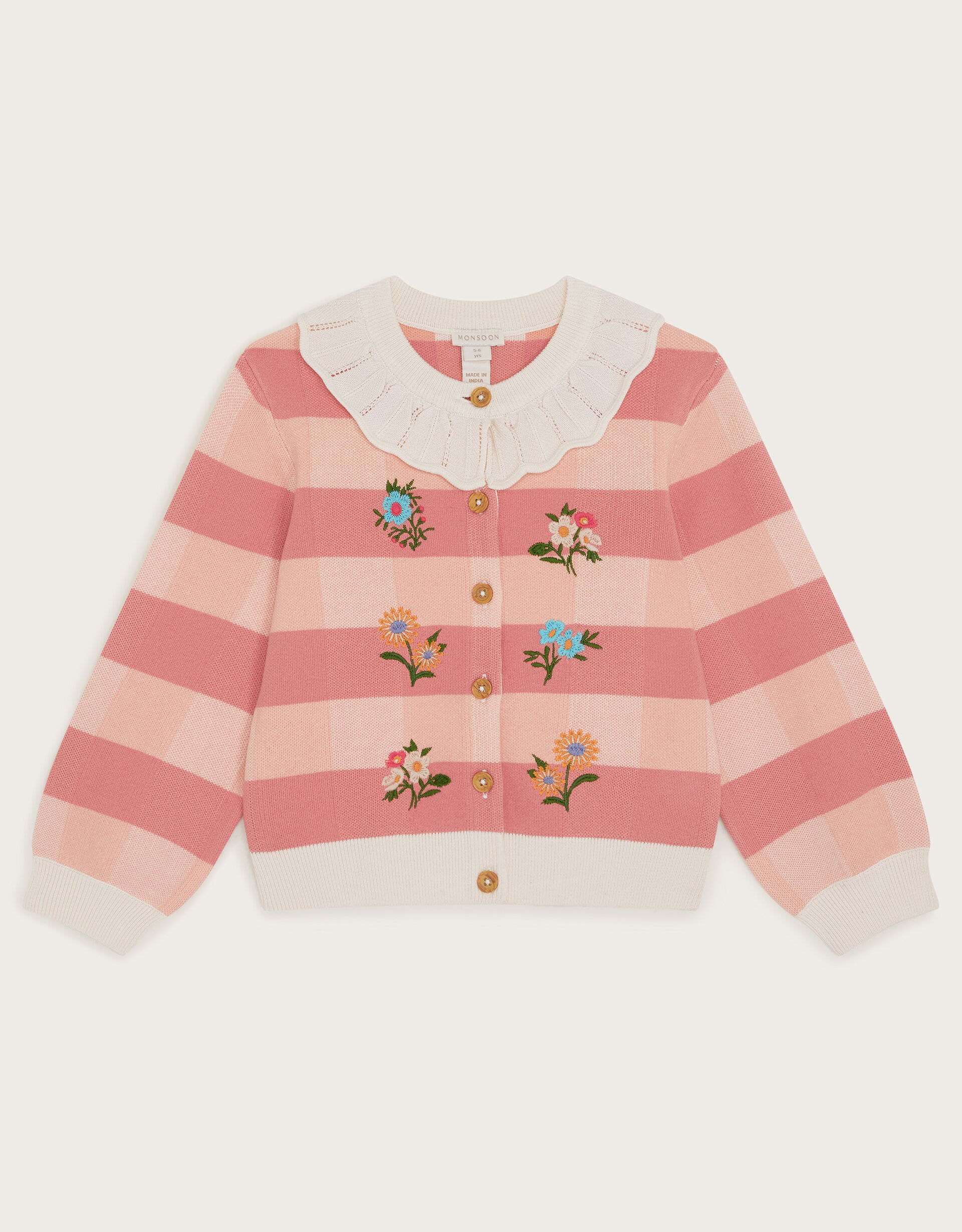 Knit Check Frill Collar Cardigan Orange