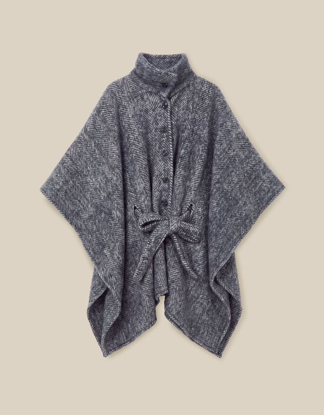 Cara Herringbone Cape Jacket, , large