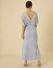 Margo Embellished Shorter Length Dress in Recycled Polyester, Silver (SILVER), large