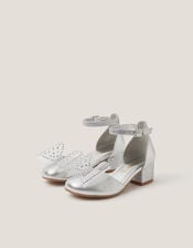 Diamanté Bow Metallic Two-Part Heels, Silver (SILVER), large