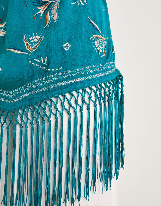 Liza Embellished Tassel Halter Top, Teal (TEAL), large