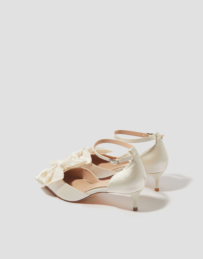 Stacy Satin Bow Pointed Toe Heels, Ivory (IVORY), large