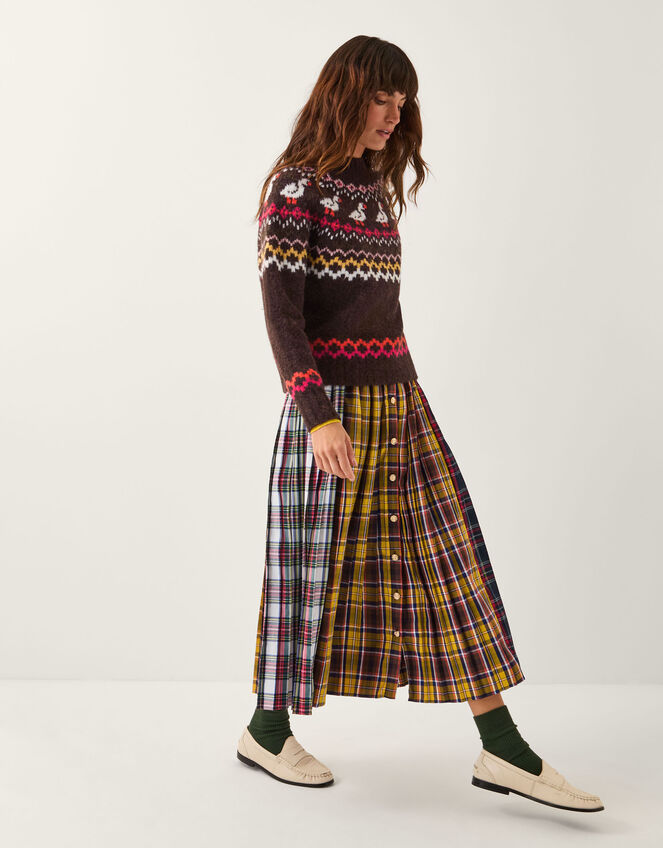 Monsoon x Sarah Corbett-Winder Duck Fair Isle Sweater, Brown (CHOCOLATE), large