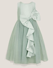 Waterfall Bow Tulle Dress , Green (SAGE), large