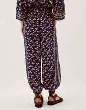 Clover Print Harem Pants, Blue (NAVY), large