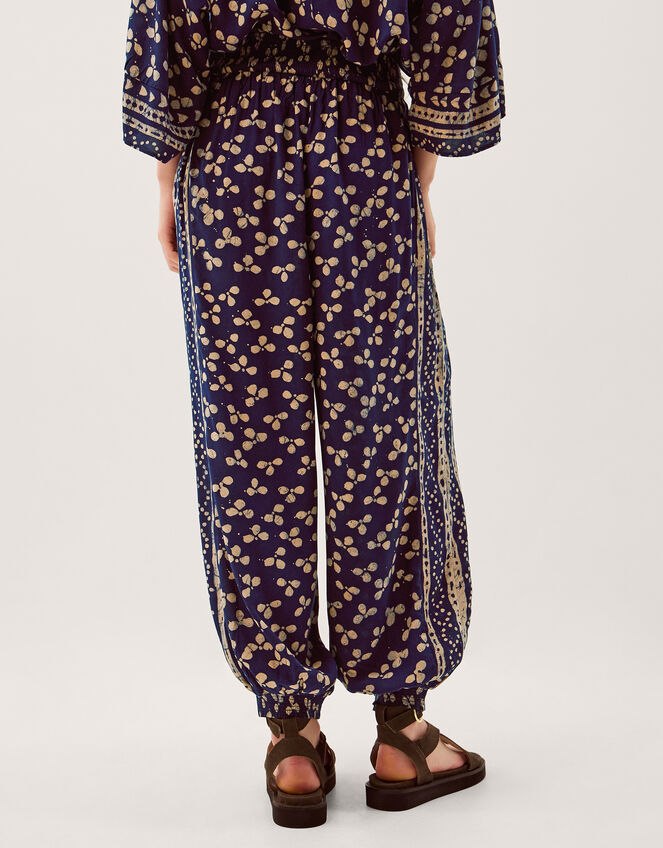 Clover Print Harem Pants, Blue (NAVY), large