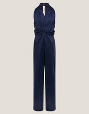 Tia Twist Sleeveless Jumpsuit, Blue (NAVY), large