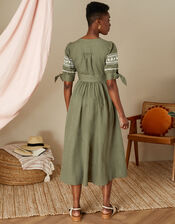 Embroidered Dolly Dress in Linen Blend, Green (KHAKI), large