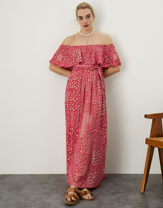 Patchwork Maxi Dress with LENZING™ ECOVERO™, Red (RED), large