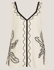 Hope Leaf Embroidered Cami Top, Natural (NATURAL), large