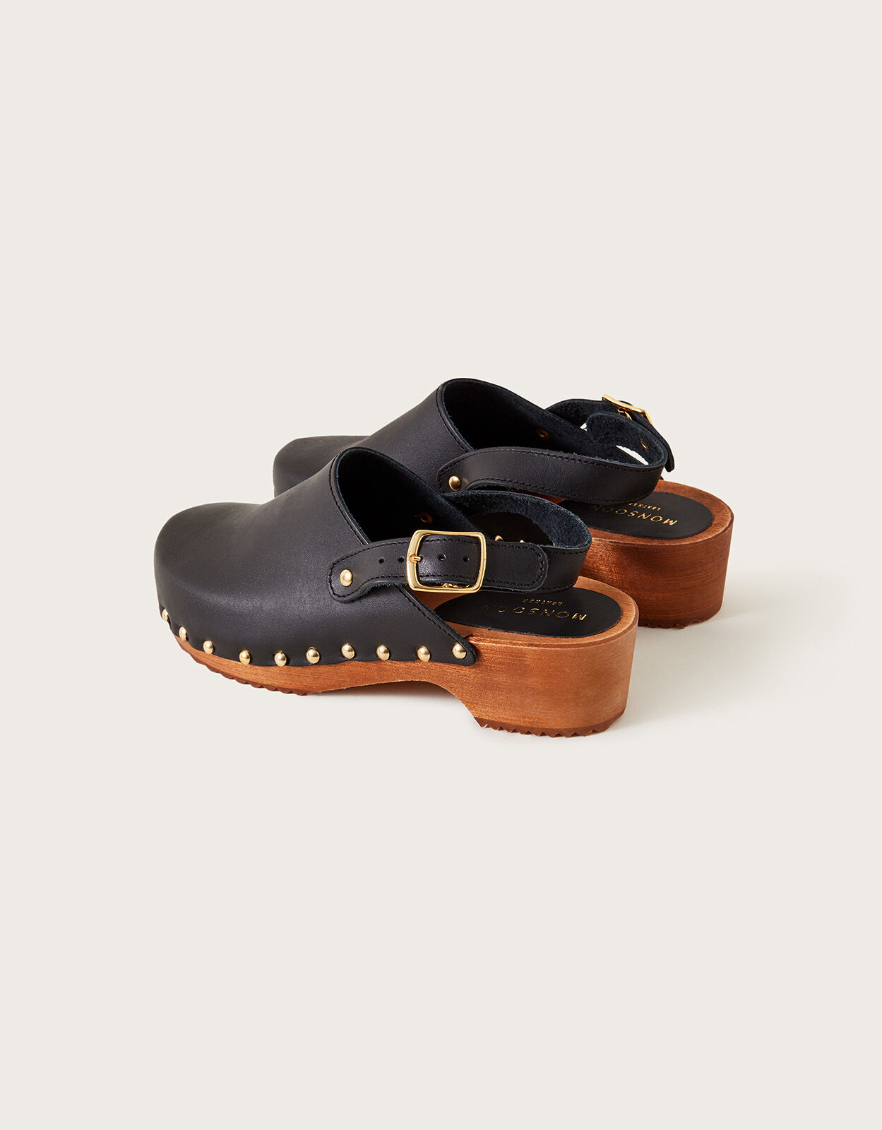 Leather Slingback Clogs Black | Women's 