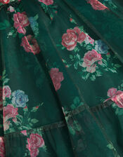 Thalia Rose Print Tulle Party Dress, Green (GREEN), large