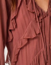 Moliin Beatrice Ruffle Maxi Dress, Orange (RUST), large