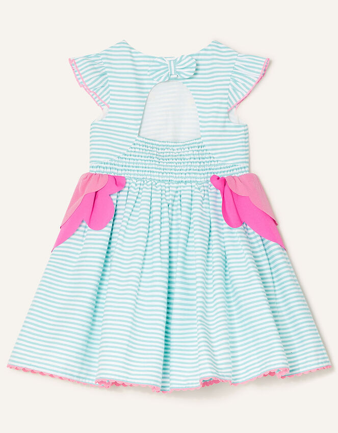 Baby Stripe Flamingo Dress , Blue (BLUE), large