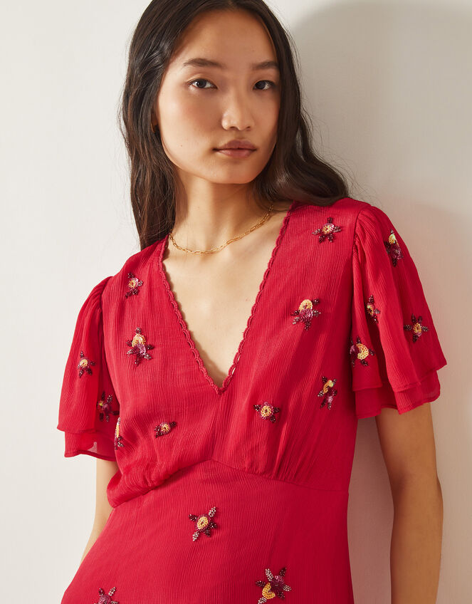 Gia Embellished Tea Dress, Red (RED), large