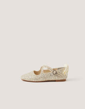 Glitter Crossover Ballet Flats, Ivory (IVORY), large